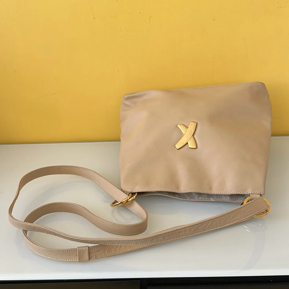 Paloma Picasso Vintage Beige Leather Crossbody Shoulder bag